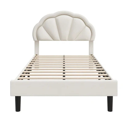 Divan Bed: Aisaiah Flower Silhouette Headboard Upholstered Platform Bed