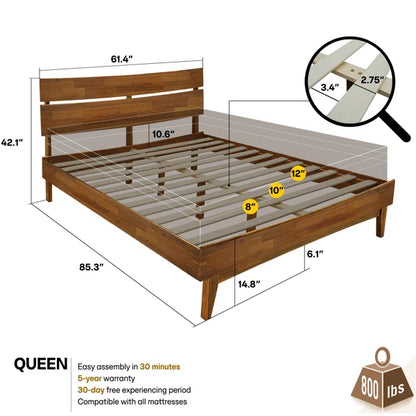 Divan Bed: Aurora Solid Wood Bed Frame with Headboard