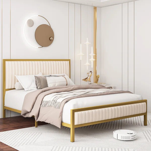 Divan Bed: Burglind Upholstered Platform Bed with Velvet Tufted Headboard
