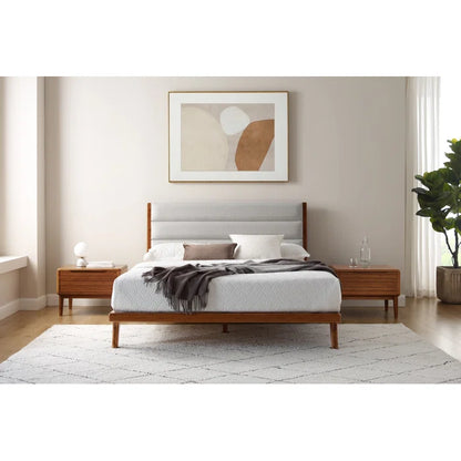 Divan Bed: Horey Solid Wood and Upholstered Platform Bed