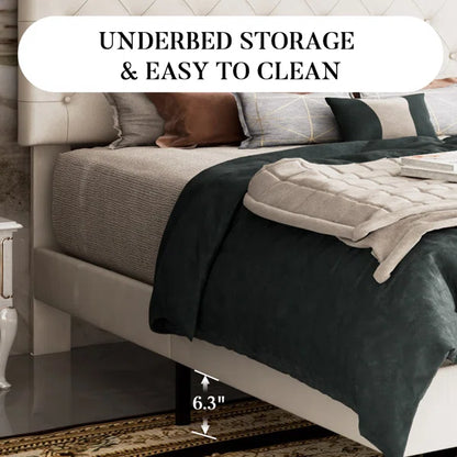 Divan Bed: Low Profile Linen or Faux Leather Upholstered Bed