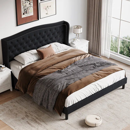 Divan Bed: Lyndhur Tufted Upholstered Low Profile Standard Bed