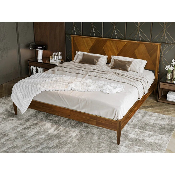Divan Bed: Panthera Solid Wood Bed Frame with Artistic Patterned Headboard