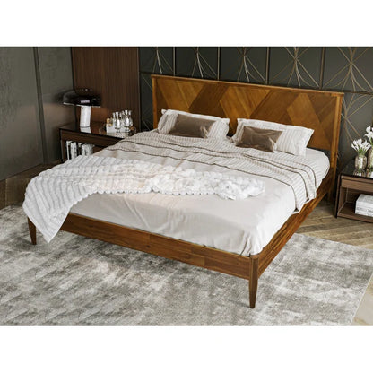 Divan Bed: Panthera Solid Wood Bed Frame with Artistic Patterned Headboard