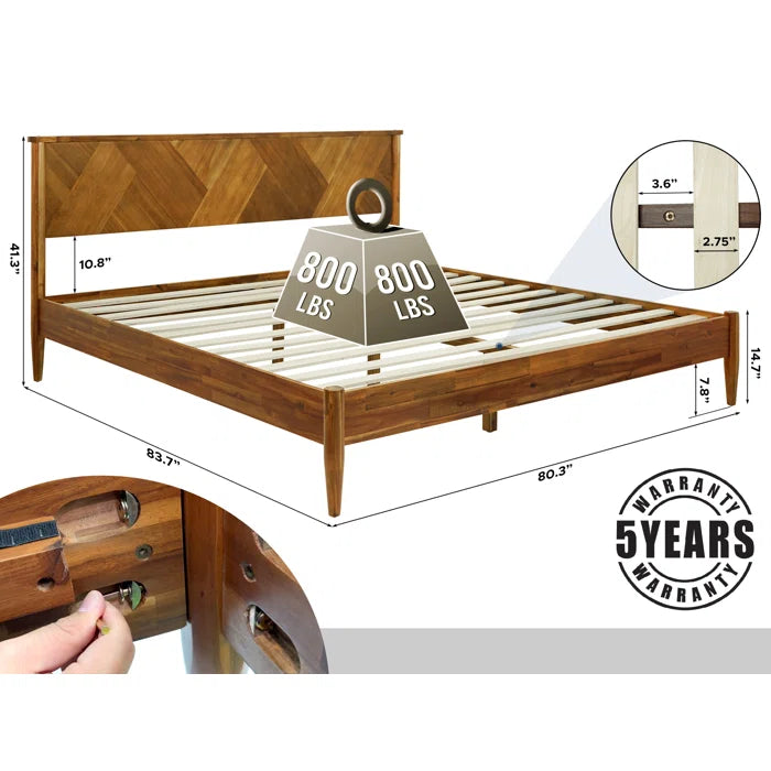 Divan Bed: Panthera Solid Wood Bed Frame with Artistic Patterned Headboard