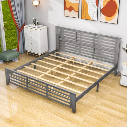 Divan Bed: Wooden Platform Bed with Headboard and Slats Support