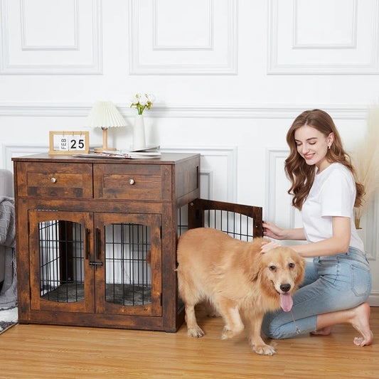 Dog House: Brown Wood Dog Kennel