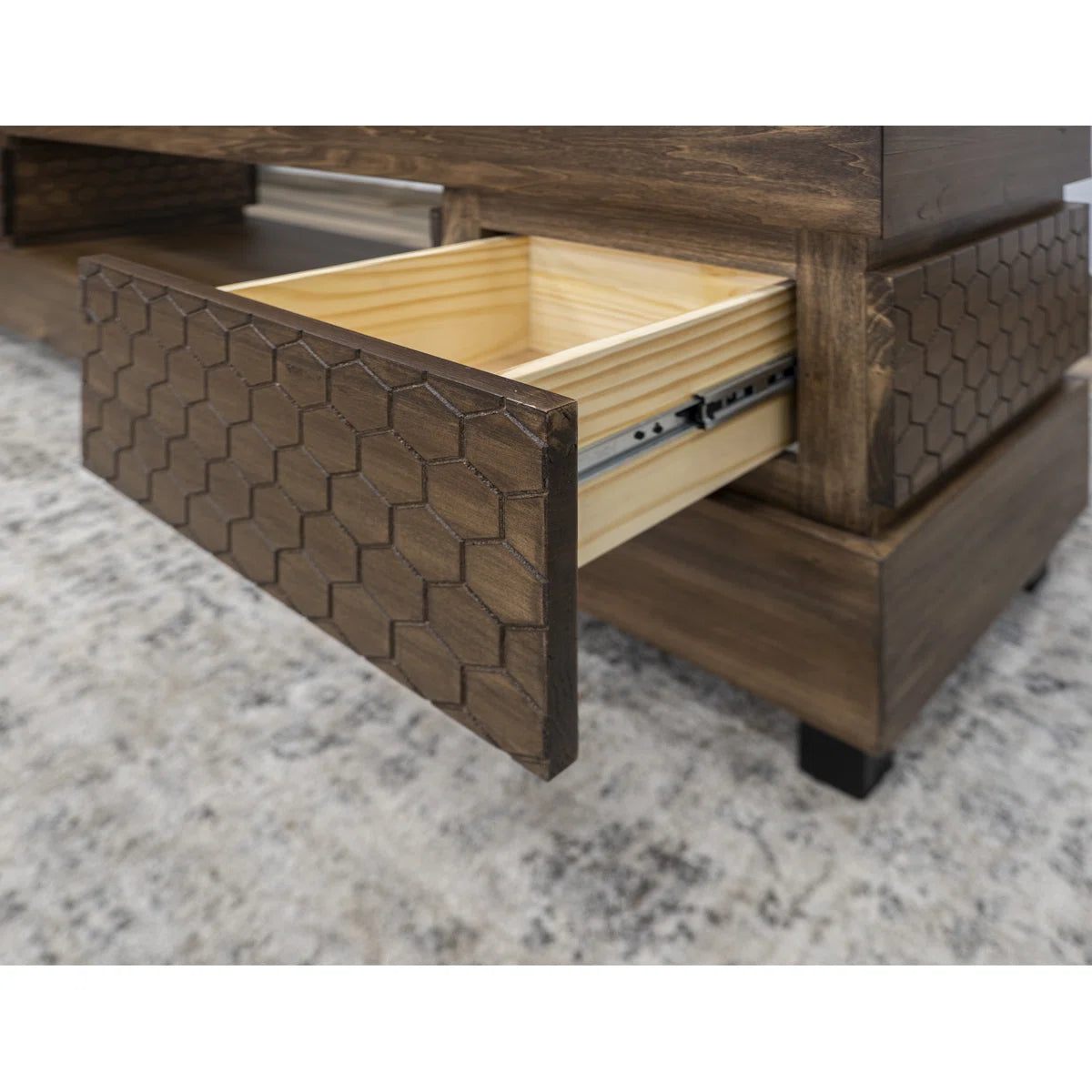 tv panel: Modern tv panel with 2 Drawers and Open Shelf Storage