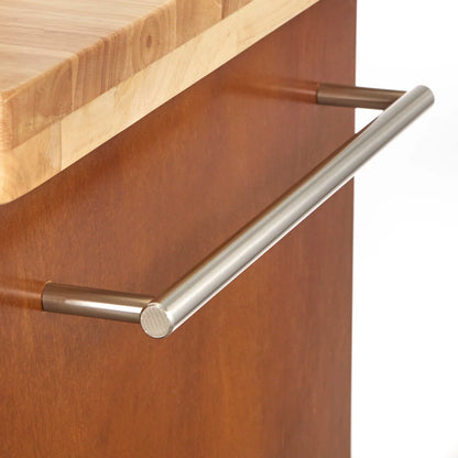 Kitchen Island Table with Solid Wood Top, Open Shelves &amp; Cabinet – 48-Inch with Locking Wheels