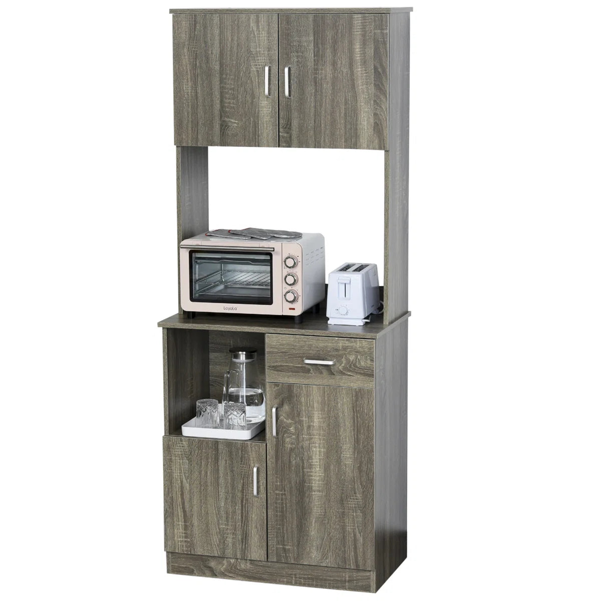 Microwave Stands: Dubach  70'' Freestanding Kitchen Pantry with Microwave