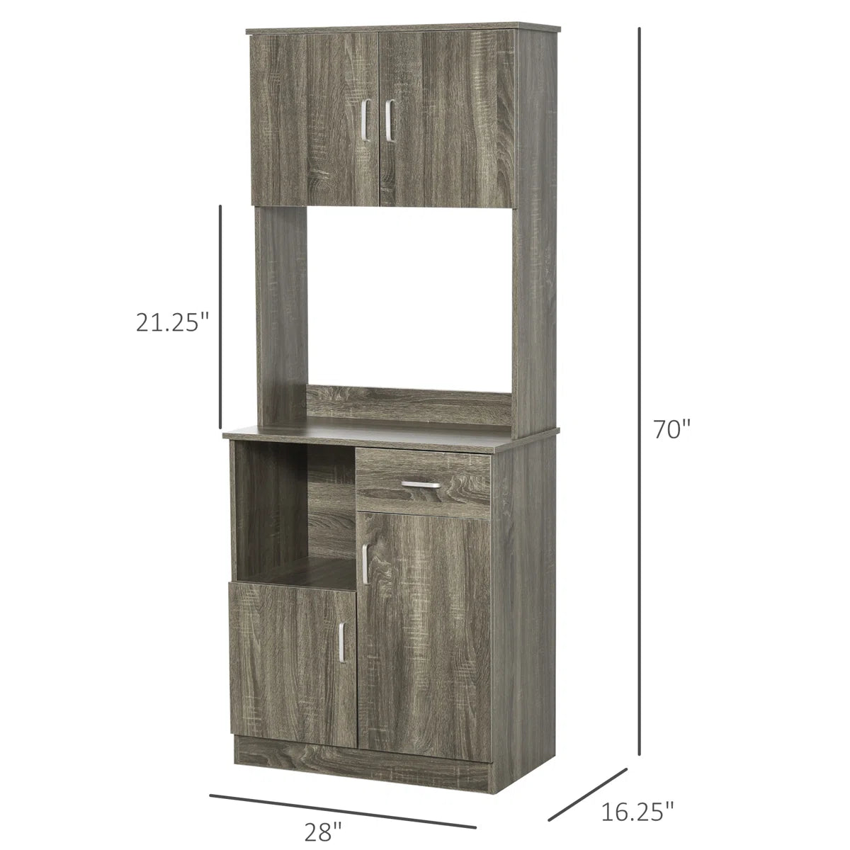 Microwave Stands: Dubach  70'' Freestanding Kitchen Pantry with Microwave