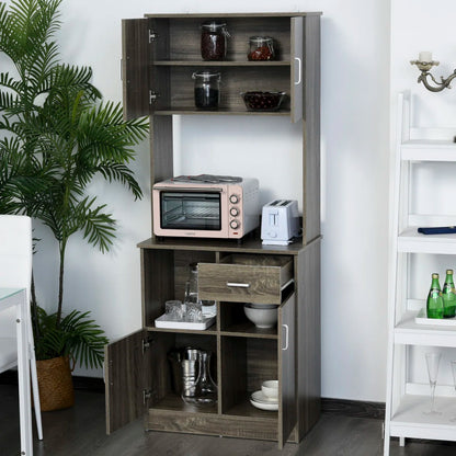 Microwave Stands: Dubach  70'' Freestanding Kitchen Pantry with Microwave