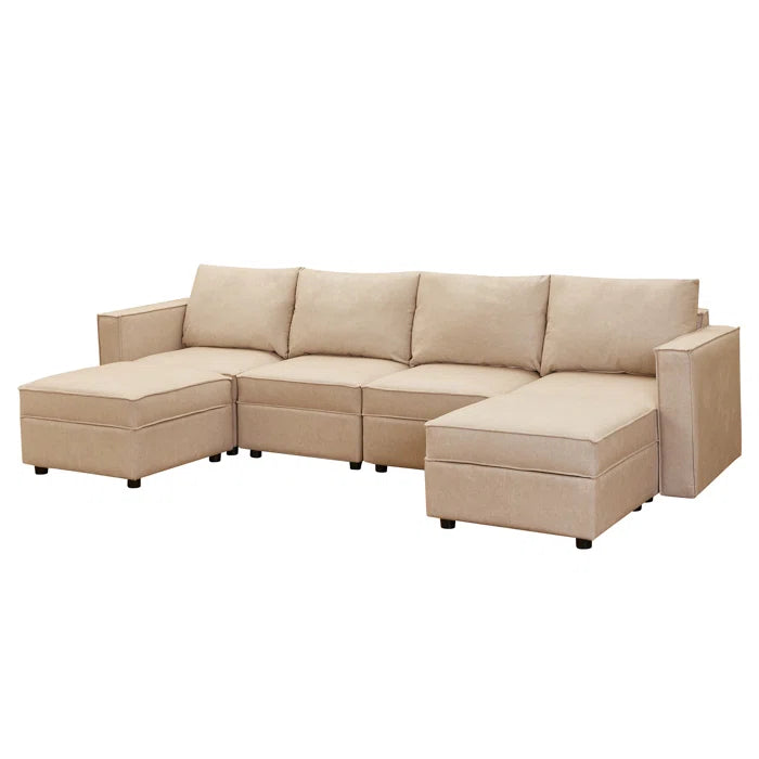 7 Seater Sofa Set: 116" Modular Upholstered Sectional with Ottoman