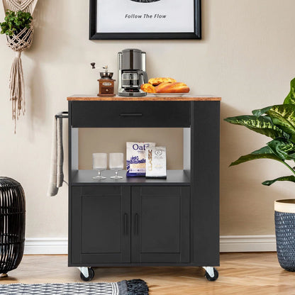 Kitchen Island Table Cart with Ample Storage, Spice Racks &amp; Smooth Mobility