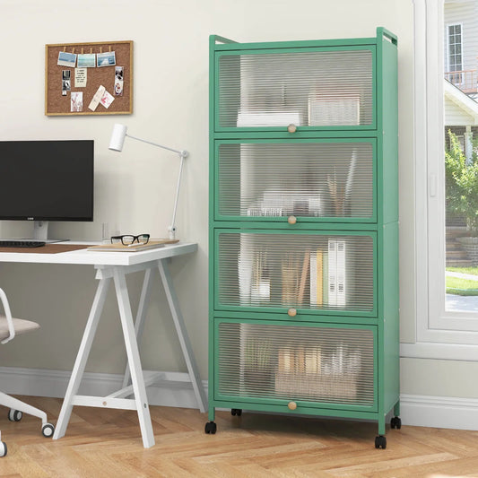 Kitchen Racks: 5-Tier Kitchen Baker's Rack Storage Cabinet with Flip-Up Doors and a Mobile Microwave Stand