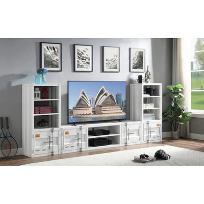 tv panel: Industrial Rectangular tv panel with 2 Doors and Open Storage