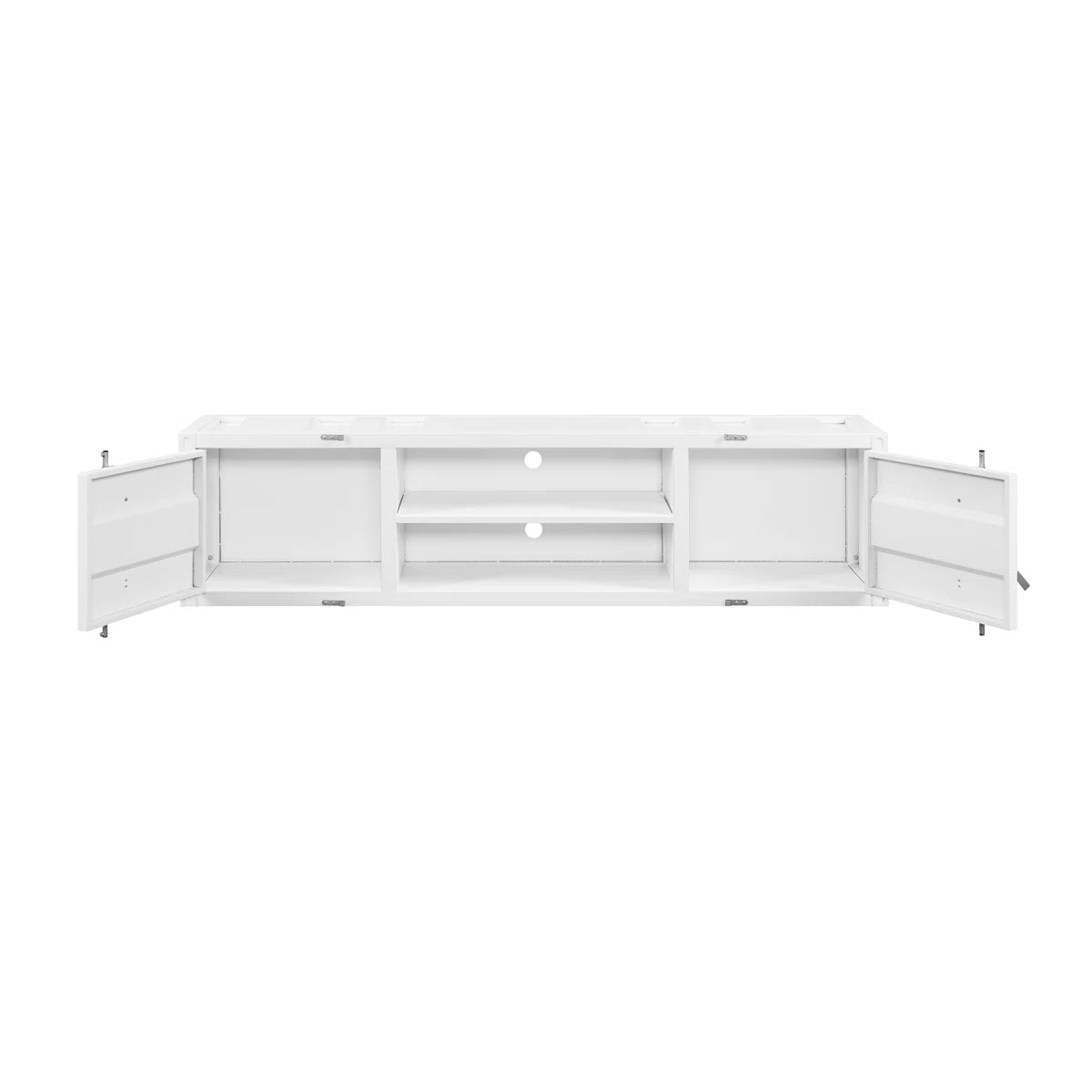 tv panel: Industrial Rectangular tv panel with 2 Doors and Open Storage