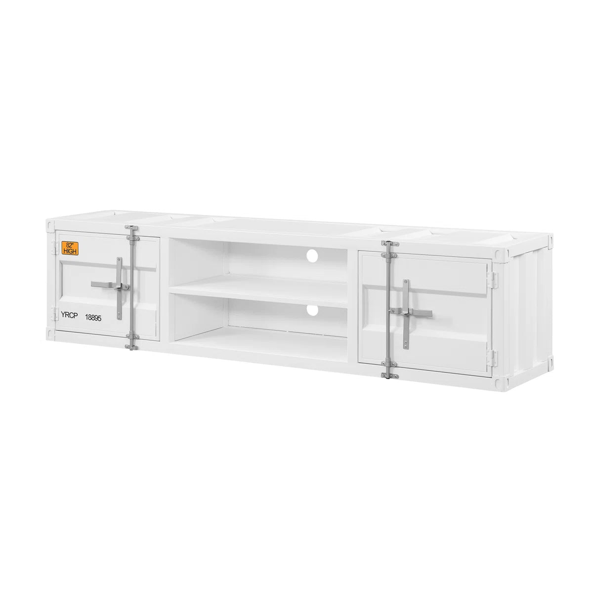 tv panel: Industrial Rectangular tv panel with 2 Doors and Open Storage