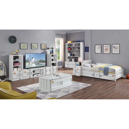 tv panel: Industrial Rectangular tv panel with 2 Doors and Open Storage