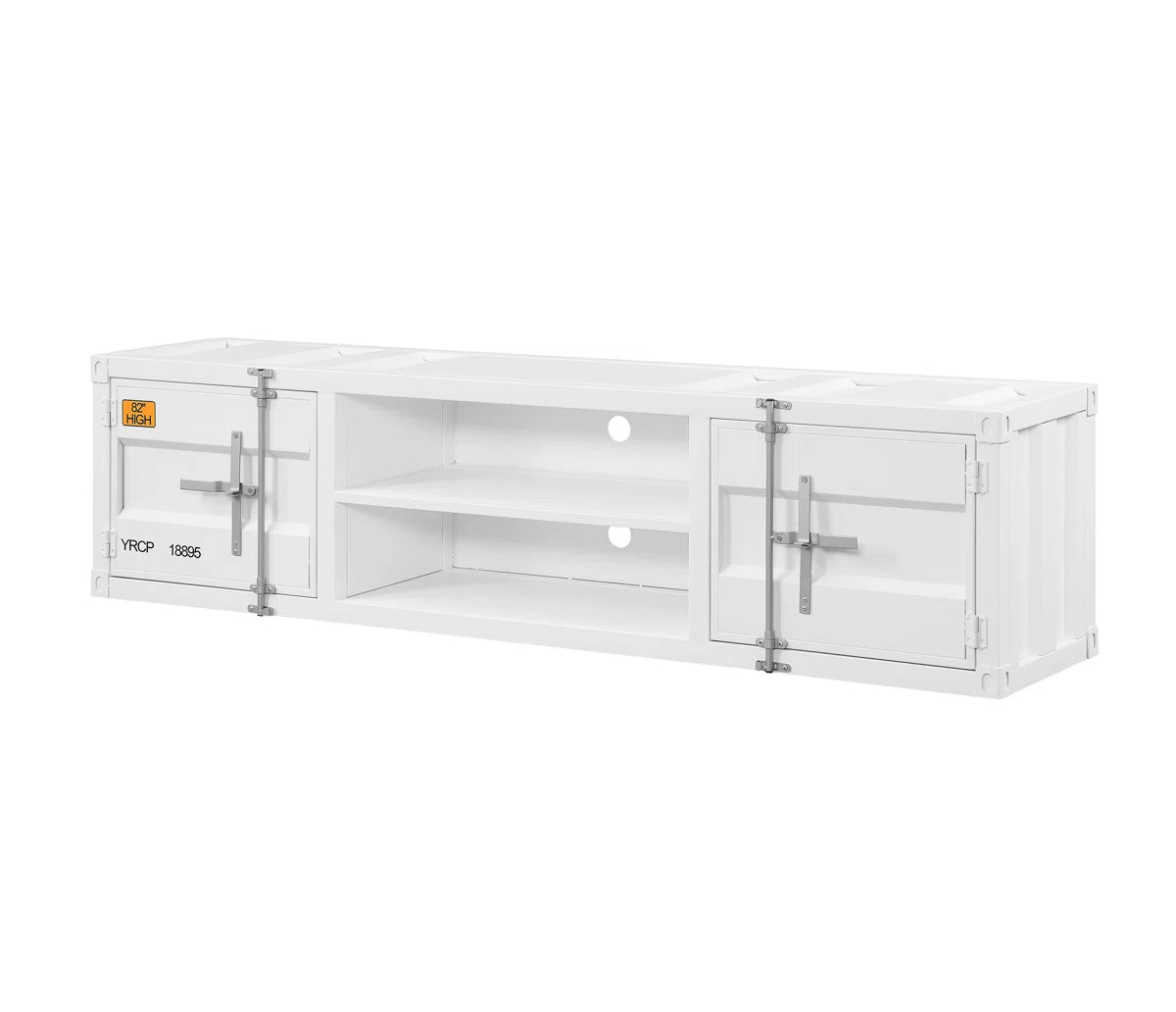 tv panel: Industrial Rectangular tv panel with 2 Doors and Open Storage