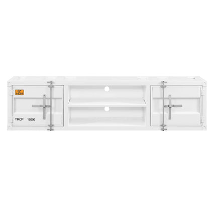 tv panel: Industrial Rectangular tv panel with 2 Doors and Open Storage