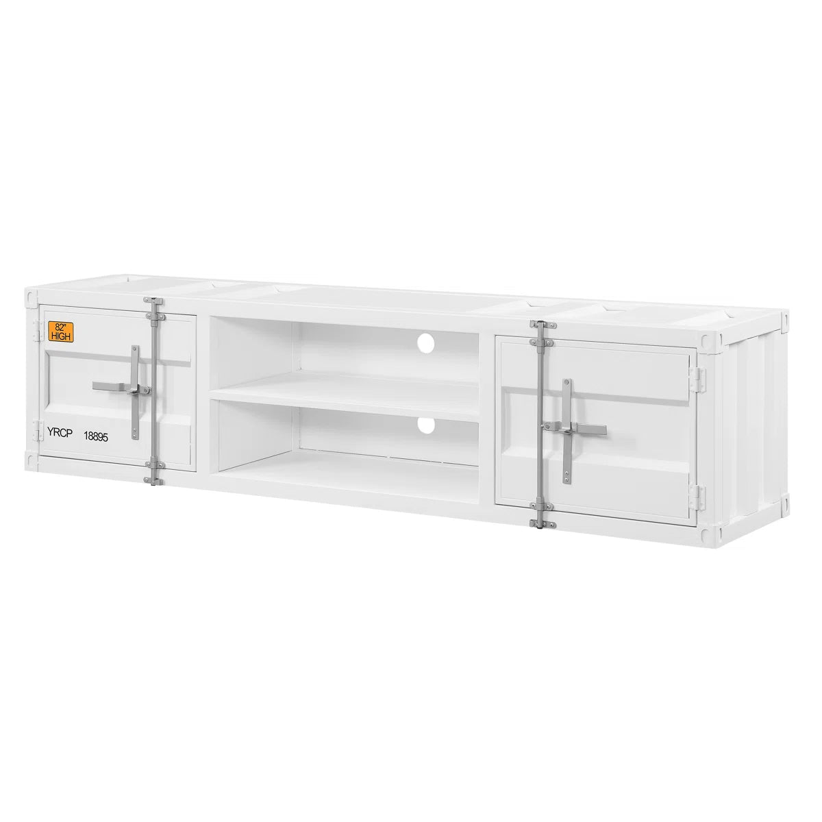 tv panel: Industrial Rectangular tv panel with 2 Doors and Open Storage
