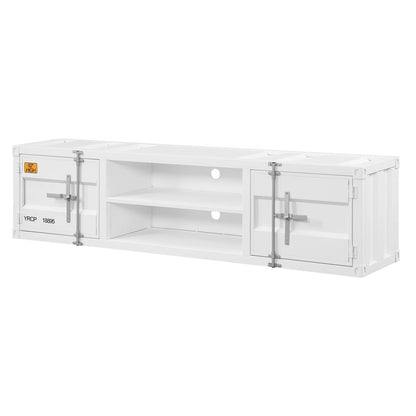 tv panel: Industrial Rectangular tv panel with 2 Doors and Open Storage