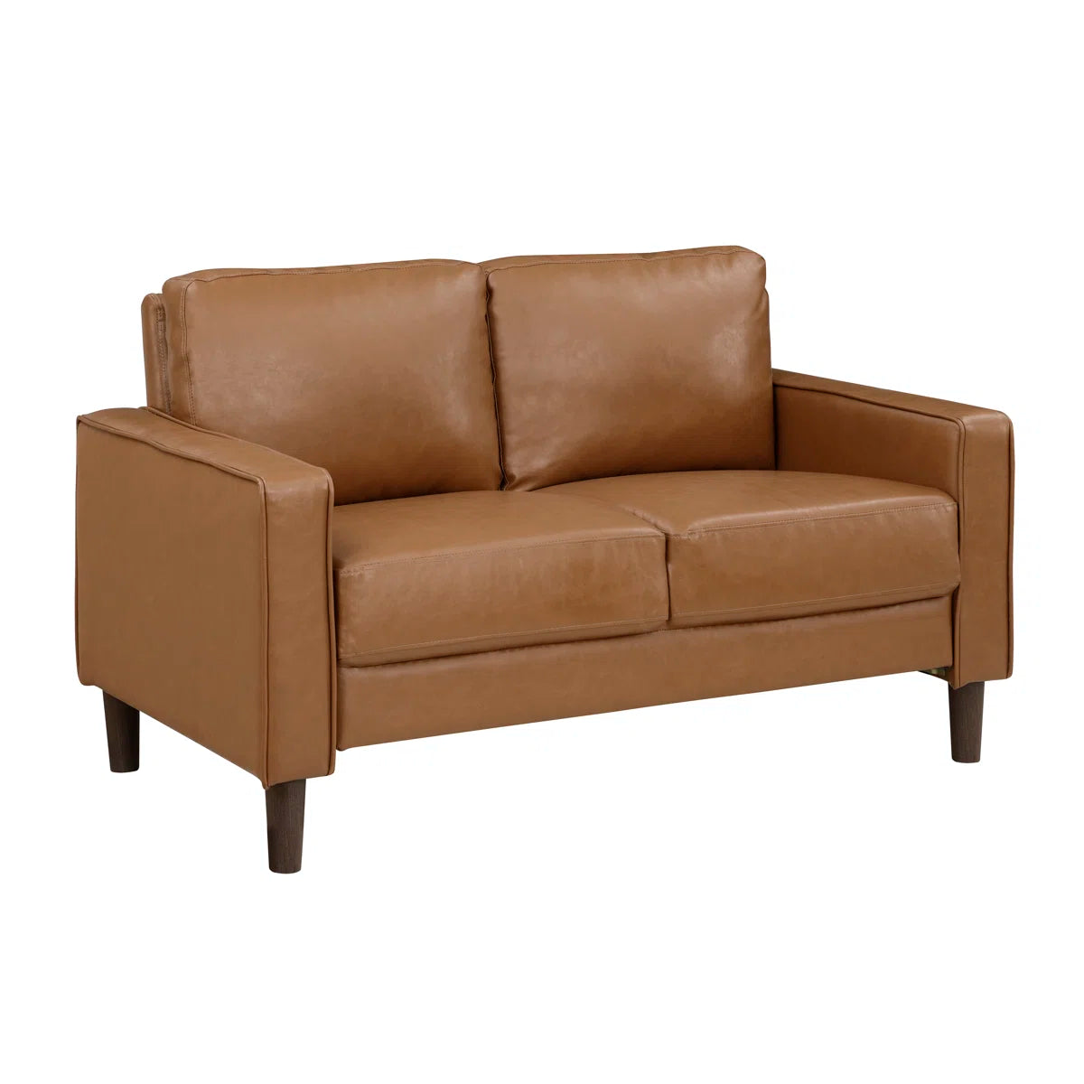 Luxury Sofa Sets: Eric Collection Brown Faux Leather Sofa Set with Mid-Century Modern Design