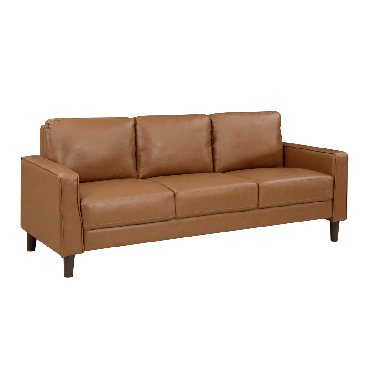 Luxury Sofa Sets: Eric Collection Brown Faux Leather Sofa Set with Mid-Century Modern Design