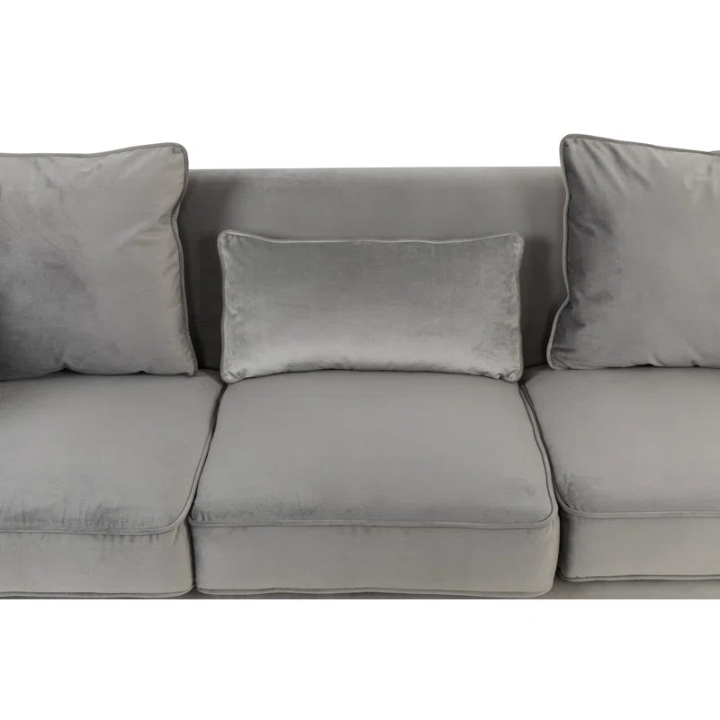 Luxury Sofa Sets: 3-Piece Velvet Mid-Century Living Room Set with Toss Pillows and Chrome Legs
