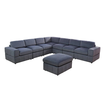 7 Seater Sofa Set: 8-Piece Leather Modular Comfort Sofa