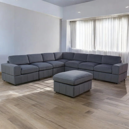 7 Seater Sofa Set: 8-Piece Leather Modular Comfort Sofa
