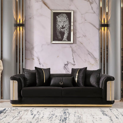 7 Seater Sofa Set: 3-Piece Modern Velvet Living Room Furniture