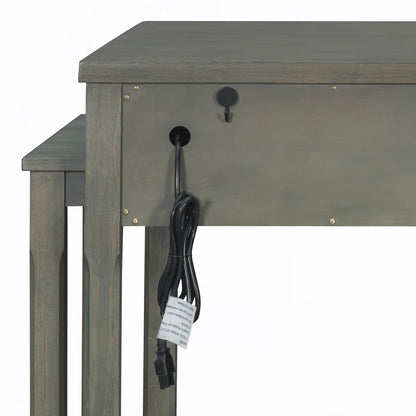 Kitchen Island Table with Expandable Countertop, Power Outlets &amp; Storage – Retro Style for Modern Homes
