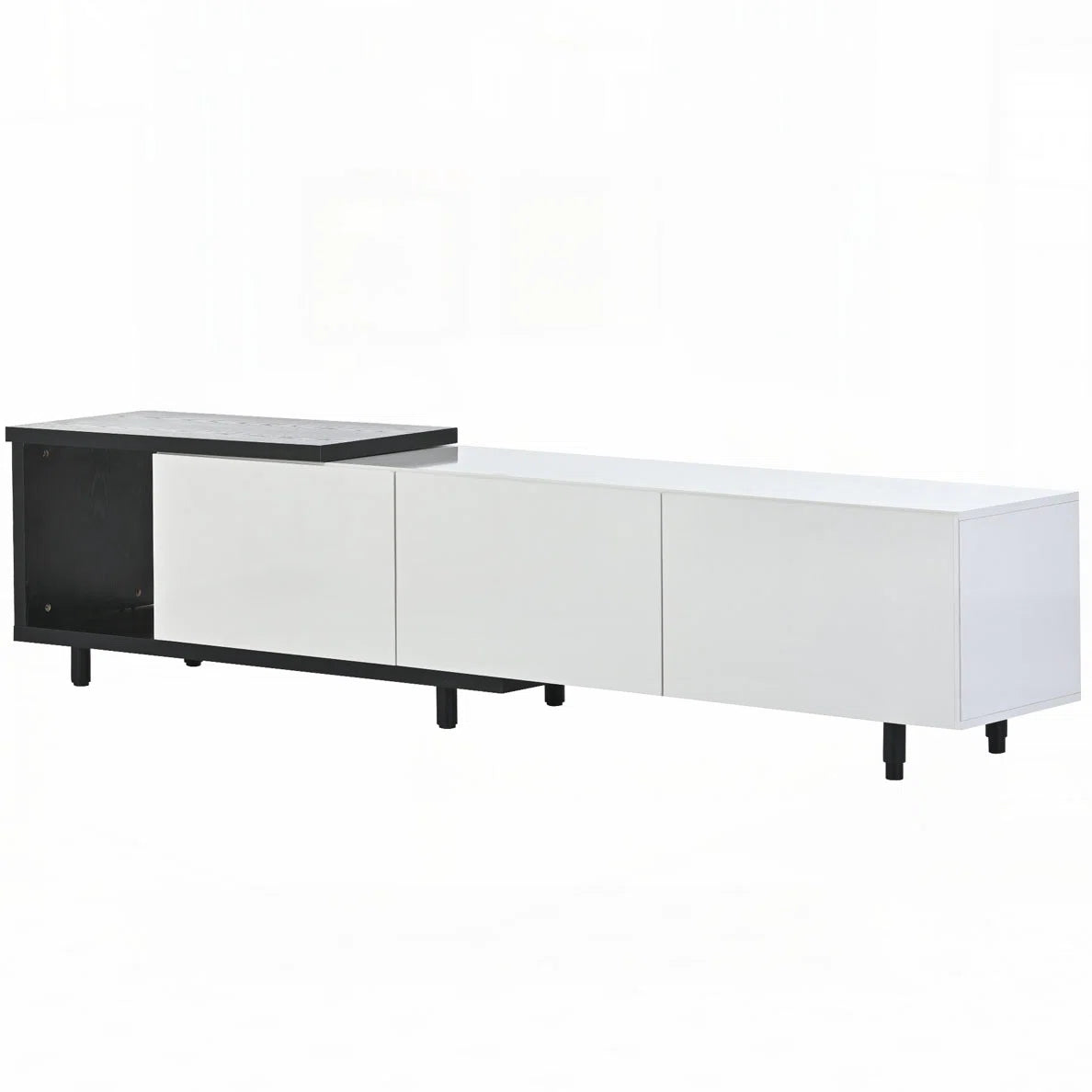 tv panel: Wooden Adjustable tv panel with Drawers, Fits TVs Up to 80 Inches