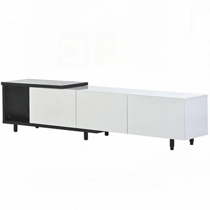 tv panel: Wooden Adjustable tv panel with Drawers, Fits TVs Up to 80 Inches