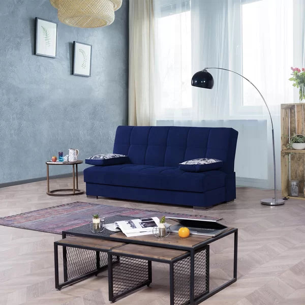 3 Seater Sofa: Soho 74 in. Fabric 3-Seater Twin 3-in-1 Sleeper Sofa Bed with Storage
