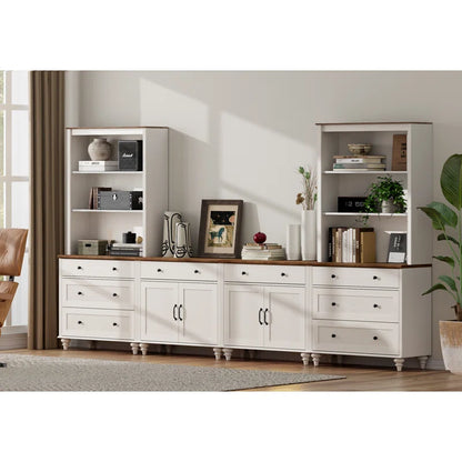 tv panel: 75" TV Entertainment Center with Bookshelves and Storage Drawers
