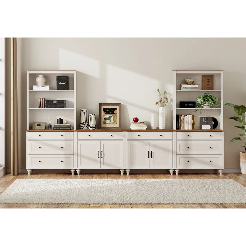 tv panel: 75" TV Entertainment Center with Bookshelves and Storage Drawers