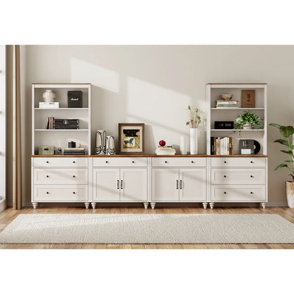 tv panel: 75" TV Entertainment Center with Bookshelves and Storage Drawers