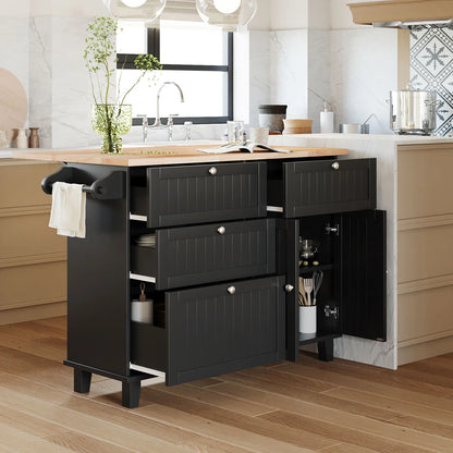 Kitchen Island Table: 50.3" Wide Farmhouse Style with Drop Leaf, Storage &amp; 2 Bar Stools