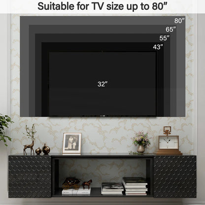 tv panel: Modern Wall-Mounted Floating tv panel, Fits Up to 80" Screens