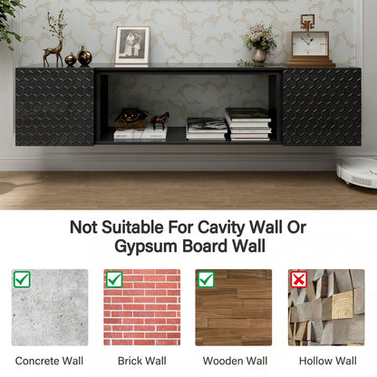 tv panel: Modern Wall-Mounted Floating tv panel, Fits Up to 80" Screens