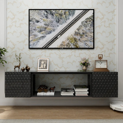 tv panel: Modern Wall-Mounted Floating tv panel, Fits Up to 80" Screens