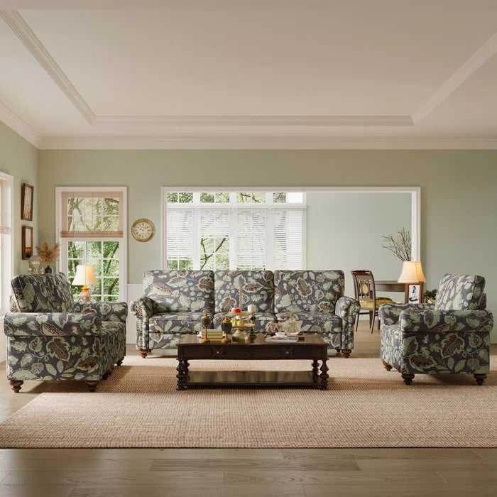 7 Seater Sofa Set:  6-Seats Sectional Sofa Flower Pattern for Living Room