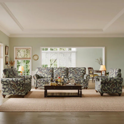 7 Seater Sofa Set:  6-Seats Sectional Sofa Flower Pattern for Living Room