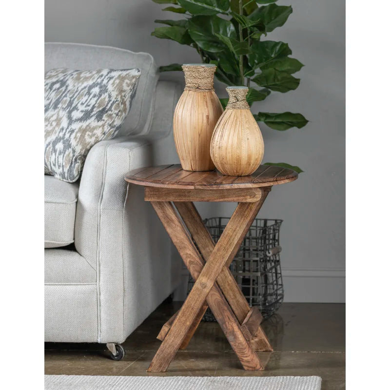 Folding Study Table: 21'' Solid Wood Circular Table