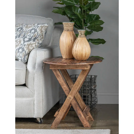 Folding Study Table: 21'' Solid Wood Circular Table