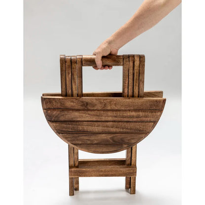 Folding Study Table: 21'' Solid Wood Circular Table