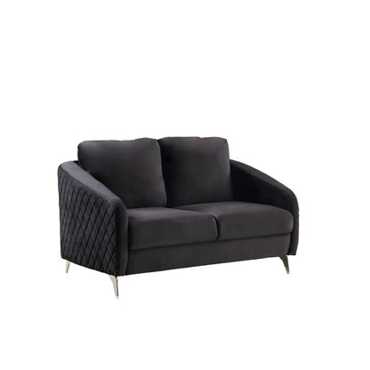 Luxury Sofa Sets: 2-Piece Black Velvet Sofa & Loveseat Set with Chrome Legs